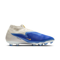 Nike Phantom 6 High Academy Gazon Naturel Artificiel Chaussures de Foot (MG) Blanc Bleu Jaune