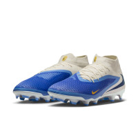 Nike Phantom 6 High Academy Gazon Naturel Artificiel Chaussures de Foot (MG) Blanc Bleu Jaune