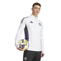 adidas Manchester United Haut d'Entraînement 1/4-Zip 2025-2026 Blanc Noir Mauve
