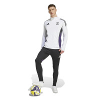 adidas Manchester United Haut d'Entraînement 1/4-Zip 2025-2026 Blanc Noir Mauve