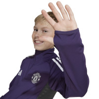 adidas Manchester United Trainingspak 1/4-Zip 2025-2026 Kids Paars Zwart Wit