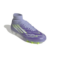 adidas F50 Sparkfusion League Gazon Naturel Artificiel Chaussures de Foot (MG) Femmes Mauve Jaune