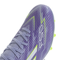 adidas F50 Sparkfusion League Gazon Naturel Artificiel Chaussures de Foot (MG) Femmes Mauve Jaune