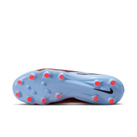 Nike Phantom 6 Low Pro Gazon Artificiel Chaussures de Foot (AG) Bleu Clair Rouge Vif Noir