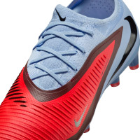 Nike Phantom 6 Low Pro Gazon Artificiel Chaussures de Foot (AG) Bleu Clair Rouge Vif Noir