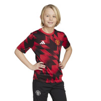 adidas Manchester United Pre-Match Trainingsshirt 2025-2026 Kids Rood Zwart Wit
