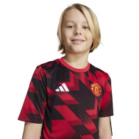 adidas Manchester United Pre-Match Trainingsshirt 2025-2026 Kids Rood Zwart Wit