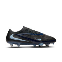 Nike Phantom 6 Low Elite Crampons Vissés Chaussures de Foot (SG) Noir Bleu Clair