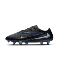 Nike Phantom 6 Low Elite Crampons Vissés Chaussures de Foot (SG) Noir Bleu Clair