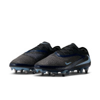 Nike Phantom 6 Low Elite Crampons Vissés Chaussures de Foot (SG) Noir Bleu Clair