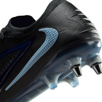 Nike Phantom 6 Low Elite Crampons Vissés Chaussures de Foot (SG) Noir Bleu Clair