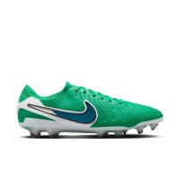 Nike Tiempo Legend 10 Elite Gazon Naturel Chaussures de Foot (FG) Vert Blanc Bleu