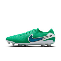 Nike Tiempo Legend 10 Elite Gazon Naturel Chaussures de Foot (FG) Vert Blanc Bleu