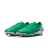 Nike Tiempo Legend 10 Elite Gazon Naturel Chaussures de Foot (FG) Vert Blanc Bleu
