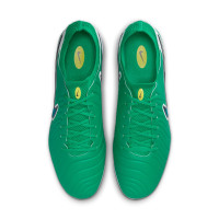 Nike Tiempo Legend 10 Elite Gazon Naturel Chaussures de Foot (FG) Vert Blanc Bleu