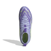 adidas F50 Sparkfusion League Gazon Naturel Artificiel Chaussures de Foot (MG) Enfants Mauve Jaune