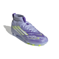 adidas F50 Sparkfusion League Gazon Naturel Artificiel Chaussures de Foot (MG) Enfants Mauve Jaune