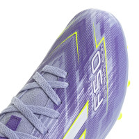 adidas F50 Sparkfusion League Gazon Naturel Artificiel Chaussures de Foot (MG) Enfants Mauve Jaune