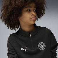 PUMA Manchester City Trainingspak 1/4-Zip 2025-2026 Kids Zwart Zilver