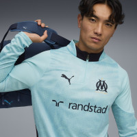 PUMA Olympique Marseille Survêtement 1/4-Zip 2025-2026 Bleu Clair Bleu Foncé Blanc