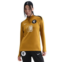 Nike Pays-Bas Lionnes Strike Survêtement 1/4 Zip 2025-2027 Femmes Bronze Noir Blanc