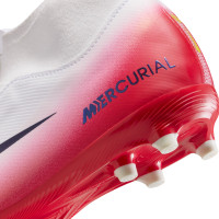 Nike Zoom Mercurial Superfly 10 Academy Gazon Naturel Artificiel Chaussures de Foot (MG) Enfants Blanc Rouge Noir