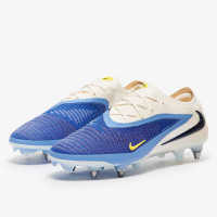 Nike Phantom 6 Low Elite IJzeren-Nop Voetbalschoenen (SG) Pro Player Wit Blauw Geel