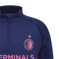Castore Feyenoord Haut d'Entraînement 1/4-Zip 2025-2026 Enfants Bleu Foncé Rose