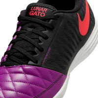 Nike Lunar Gato II Chaussures de Foot en Salle (IN) Noir Violet Rouge