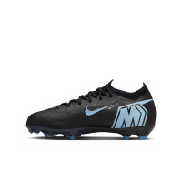 Nike Zoom Mercurial Vapor 16 Pro Gazon Naturel Chaussures de Foot (FG) Enfants Noir Bleu Clair