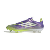 adidas F50 Pro Gazon Naturel Chaussures de Foot (FG) Mauve Blanc Néon Jaune