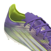 adidas F50 Pro Gazon Naturel Chaussures de Foot (FG) Mauve Blanc Néon Jaune