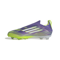 adidas F50 Elite Veterloze Gras Voetbalschoenen (FG) Kids Paars Wit Neongeel