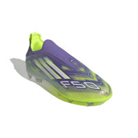 adidas F50 Elite Veterloze Gras Voetbalschoenen (FG) Kids Paars Wit Neongeel