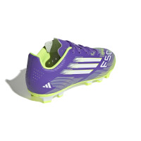 adidas F50 Club Gazon Naturel Gazon Artificiel Chaussures de Foot (MG) Enfants Mauve Blanc Néon Jaune