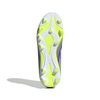 adidas F50 Club Gazon Naturel Gazon Artificiel Chaussures de Foot (MG) Enfants Mauve Blanc Néon Jaune