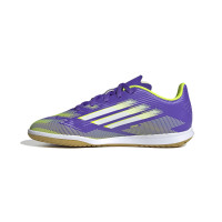 adidas F50 Club Zaalvoetbalschoenen (IN) Kids Paars Wit Neongeel