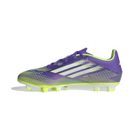 adidas F50 Club Gras / Kunstgras Voetbalschoenen (MG) Paars Wit Neongeel