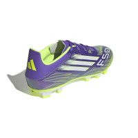 adidas F50 Club Gras / Kunstgras Voetbalschoenen (MG) Paars Wit Neongeel