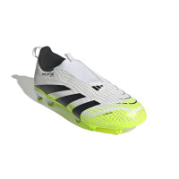 adidas Predator League Sans Lacets Gazon Naturel Artificiel Chaussures de Foot (MG) Enfants Blanc Noir Néon Jaune