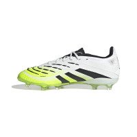 adidas Predator Elite Gazon Naturel Chaussures de Foot (FG) Enfants Blanc Noir Jaune Néon