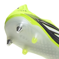 adidas Copa Pure III Elite Sans Lacets Crampons Vissés Chaussures de Foot (SG) Noir Blanc Jaune Néon