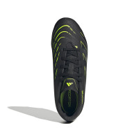 adidas Predator League Gazon Naturel Artificiel Chaussures de Foot (MG) Enfants Noir Gris Foncé Jaune Néon