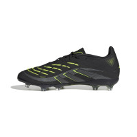 adidas Predator Elite Gazon Naturel Chaussures de Foot (FG) Enfants Noir Gris Foncé Jaune Néon