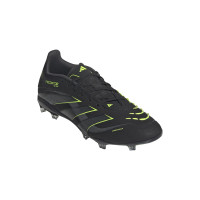 adidas Predator Elite Gazon Naturel Chaussures de Foot (FG) Enfants Noir Gris Foncé Jaune Néon