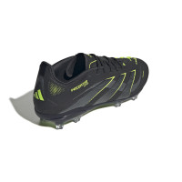 adidas Predator Elite Gazon Naturel Chaussures de Foot (FG) Enfants Noir Gris Foncé Jaune Néon