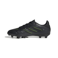 adidas Copa Pure III League Gazon Naturel Artificiel Chaussures de Foot (MG) Enfants Noir Gris Foncé Vert