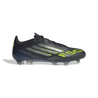 adidas F50 Elite Gazon Naturel Chaussures de Foot (FG) Noir Argenté Néon Jaune