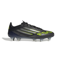 adidas F50 Elite Crampons Vissés Chaussures de Foot (SG) Noir Argenté Néon Jaune