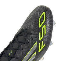 adidas F50 Elite Crampons Vissés Chaussures de Foot (SG) Noir Argenté Néon Jaune